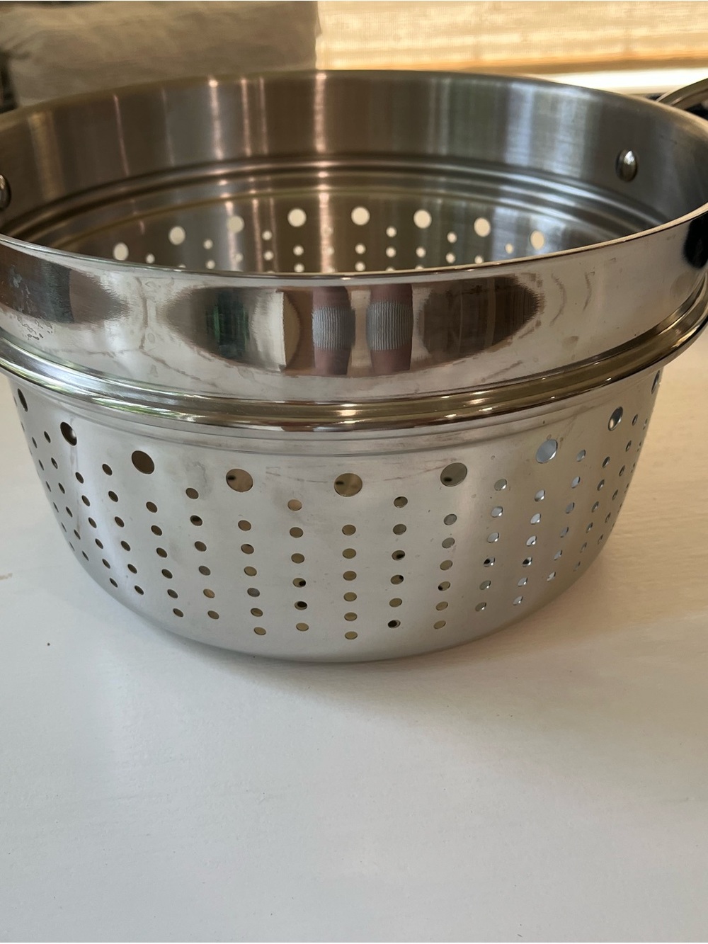 Brand New- Never Used Stainless Steel Perforated Steamer/Colander Insert